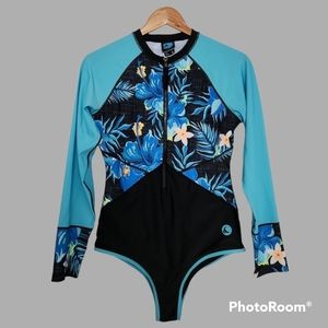 NWOT Wave Life Blossom Zip Front Blue Paddle Suit Large